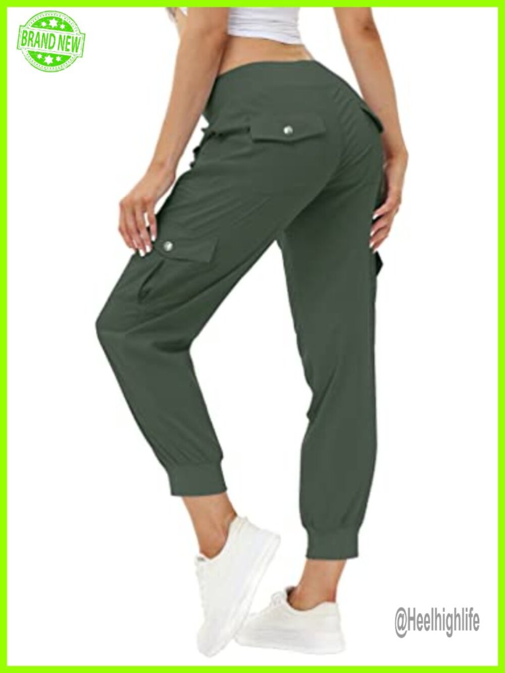 Women's Lightweight Quick Dry Hiking Cargo Pants Joggers Elastic Waist 6 Pockets